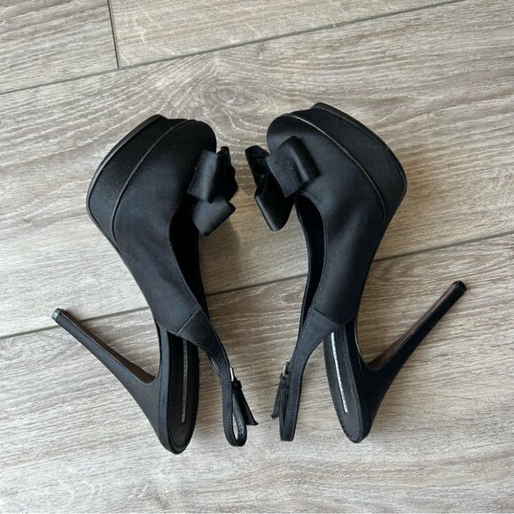 Vera Wang Lavender Black Satin Bows Platform Pump - Picture 9 of 16